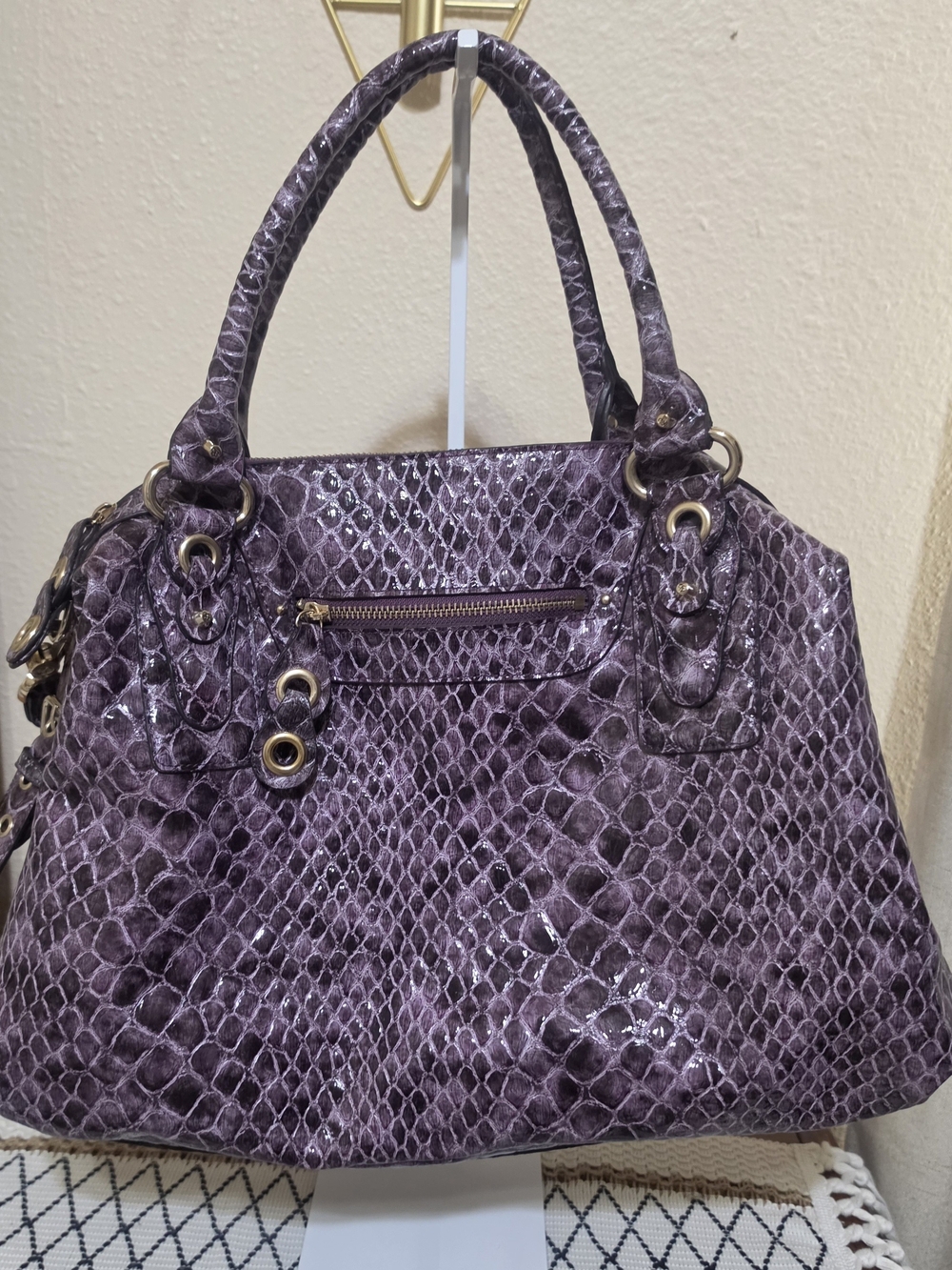 Jessica Simpson Snakeskin-Print Shoulder Bag in Purple